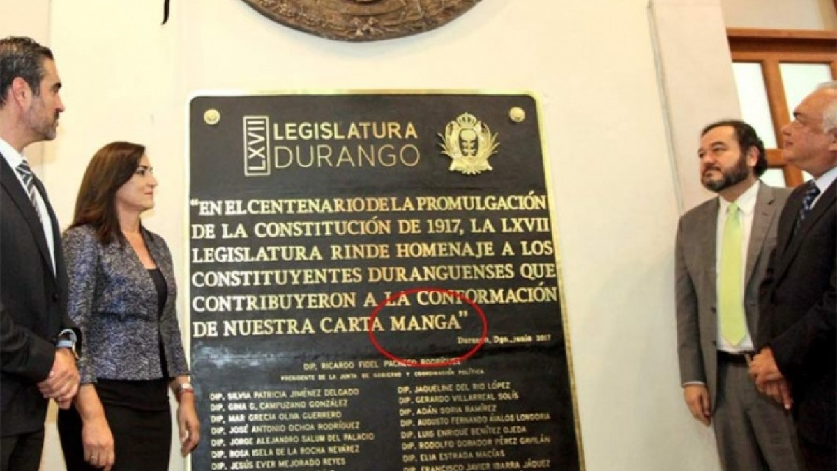 Congreso de Durango, develó la placa a los constituyentes de la Carta '¡Manga!'