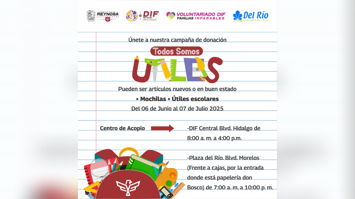 Invitan DIF-Reynosa y Voluntariado a participar en la Campaña “Todos Somos Útiles
