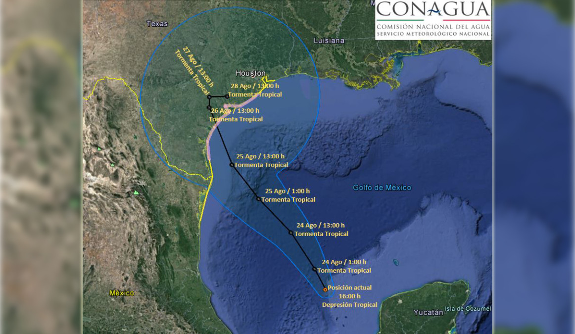 Se espera ingreso de 'Harvey' a Texas el sábado