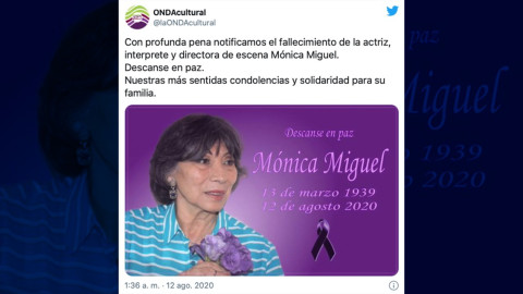 Fallece Mónica Miguel, actriz y directora de telenovelas